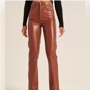 Abercrombie & Fitch vegan leather high rise 90s straight leg pants 32 (12) new